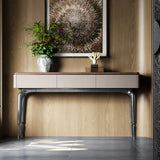 Rectangular Walnut Wood Black Storage Console Table Image - 3