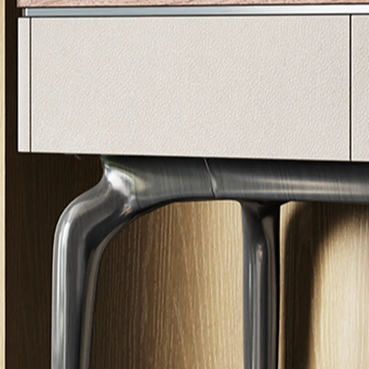 Rectangular Walnut Wood Black Storage Console Table Image - 8