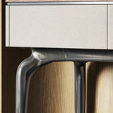 Rectangular Walnut Wood Black Storage Console Table Image - 8