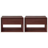 Rectangular Walnut Wood Open Storage Nightstand Image - 17