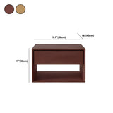 Rectangular Walnut Wood Open Storage Nightstand #size