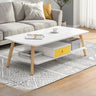 Rectangular Wood 2 Tiers Shelves Four Legs Coffee Table Image - 4