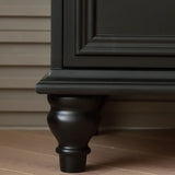 Rectangular Wood Bedroom Black Makeup Vanity Set with Mirror Image - 6
