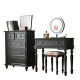 Rectangular Wood Bedroom Black Makeup Vanity Set with Mirror Image - 7