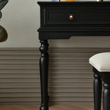 Rectangular Wood Bedroom Black Makeup Vanity Set with Mirror Image - 8