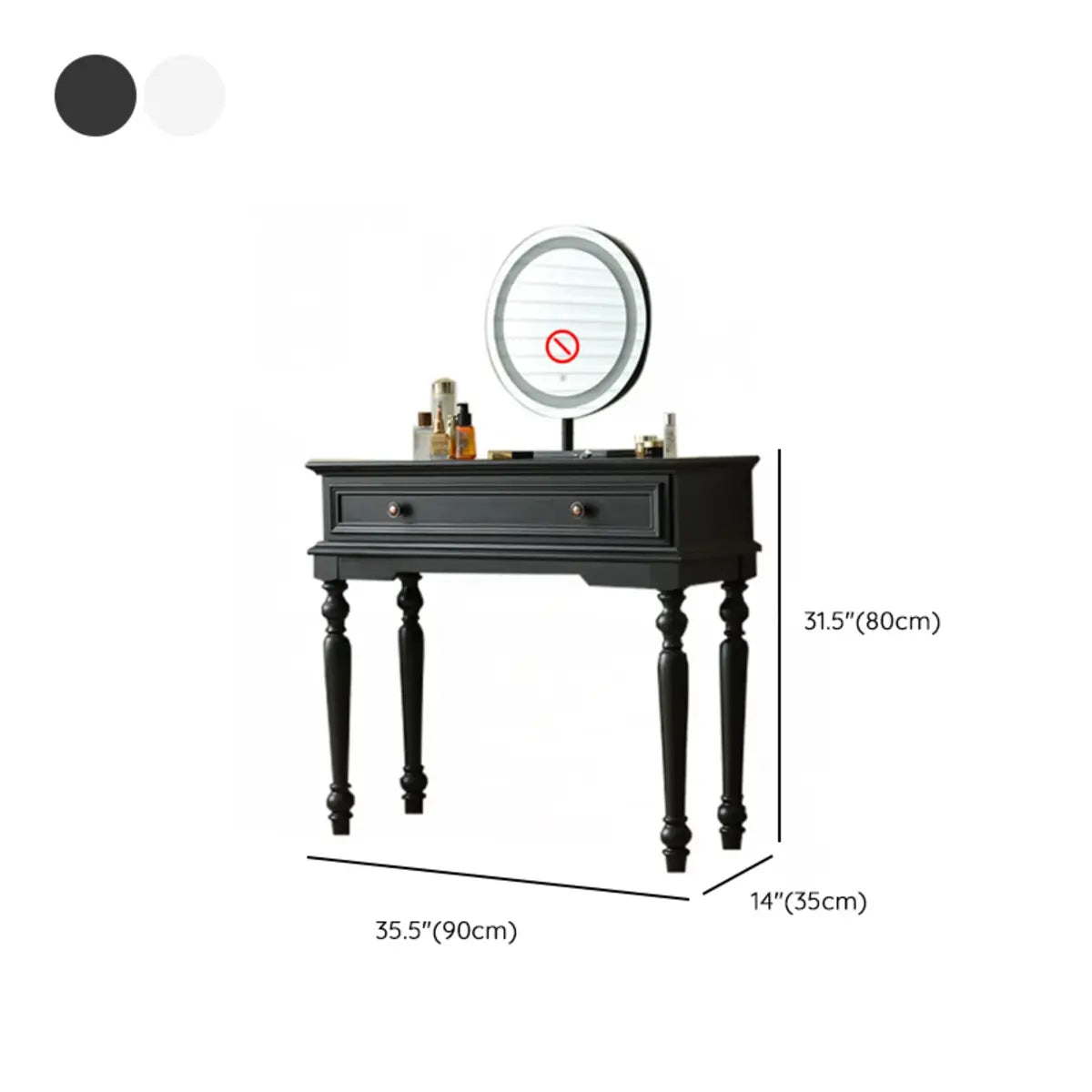 Rectangular Wood Bedroom Black Makeup Vanity Set with Mirror 