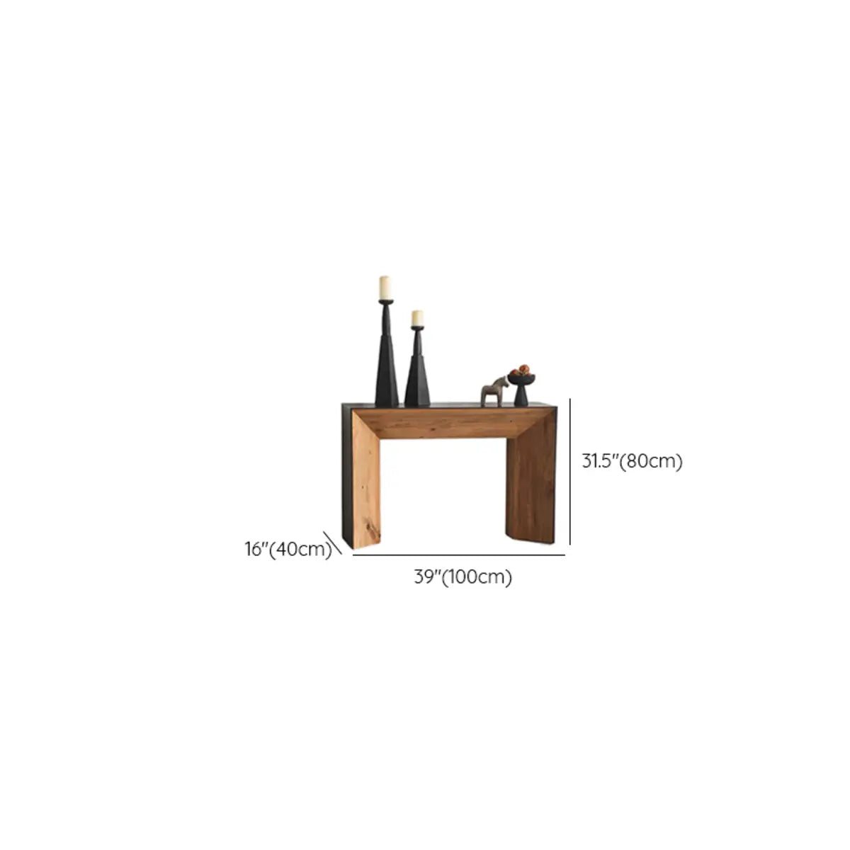 Rectangular Wood Black Double Pedestal Console Table Image - 10