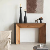 Rectangular Wood Black Double Pedestal Console Table Image - 2