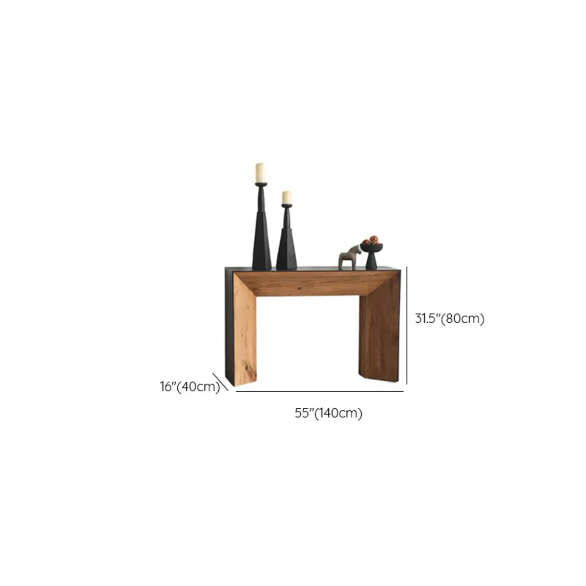 Rectangular Wood Black Double Pedestal Console Table Image - 7