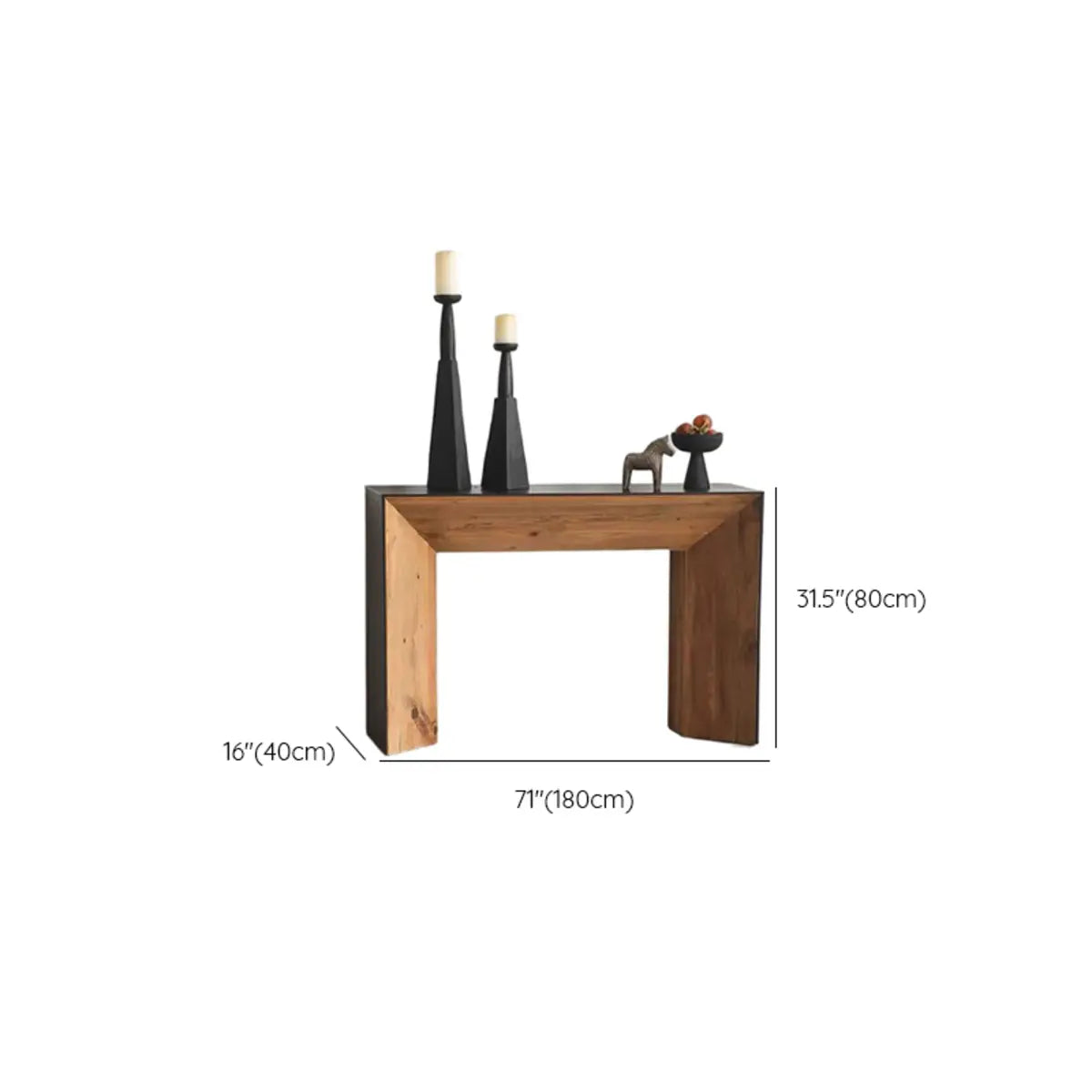 Rectangular Wood Black Double Pedestal Console Table Image - 8