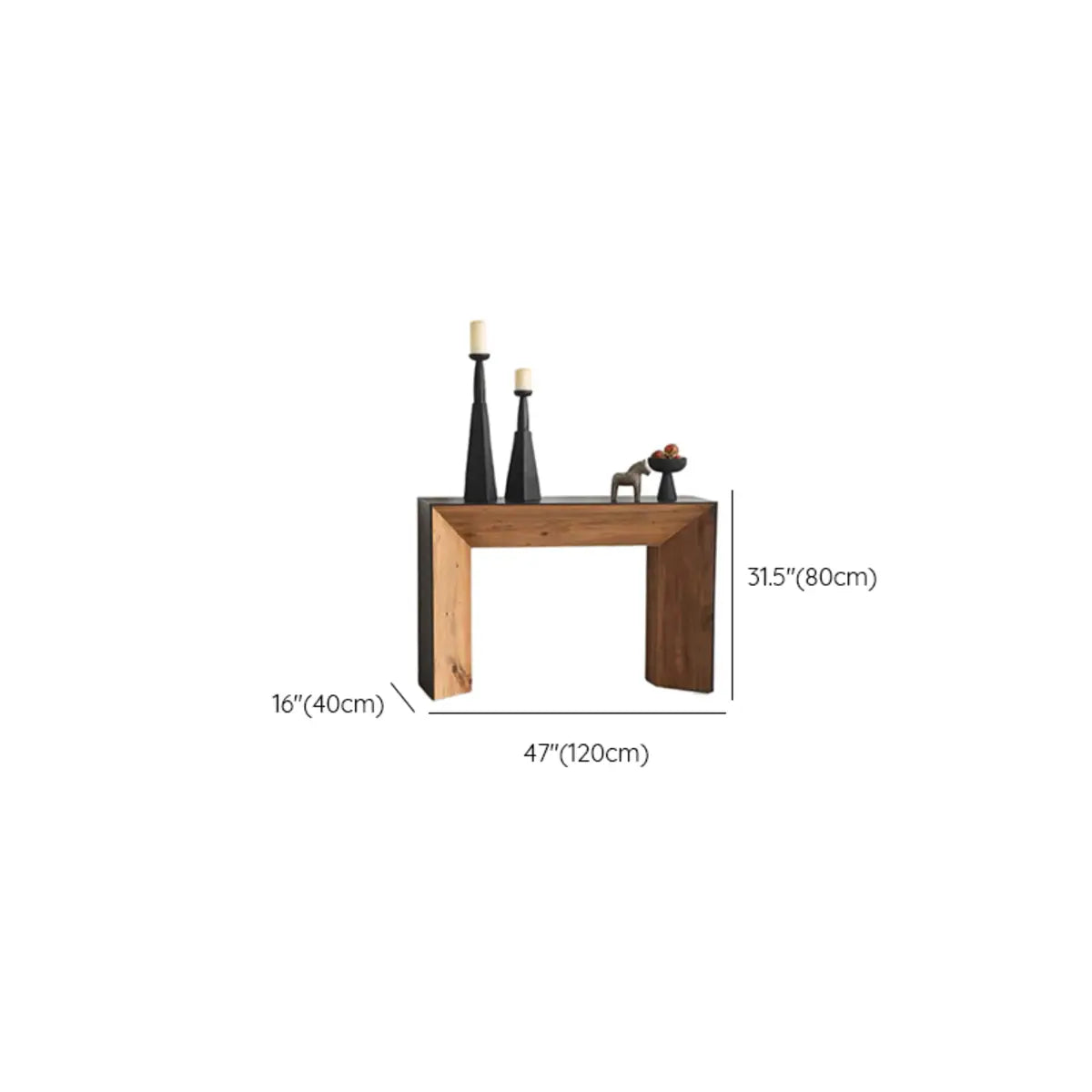 Rectangular Wood Black Double Pedestal Console Table Image - 9