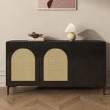 Rectangular Wood Black Medium Storage Floor Sideboard Image - 1