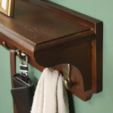 Rectangular Wood Brown Wall-Mounted Shelf Coat Rack Image - 7