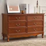 Rectangular Wood Drawers Beige Metal Handle Dresser Image - 39