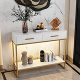 Rectangular Wood Metal White Storage Console Table Image - 1