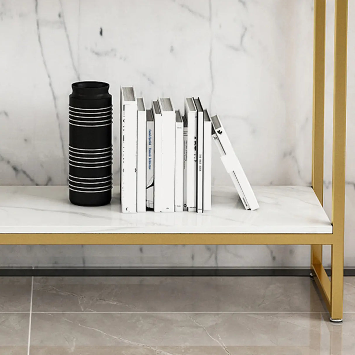 Rectangular Wood Metal White Storage Console Table Image - 10