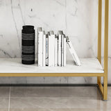 Rectangular Wood Metal White Storage Console Table Image - 10