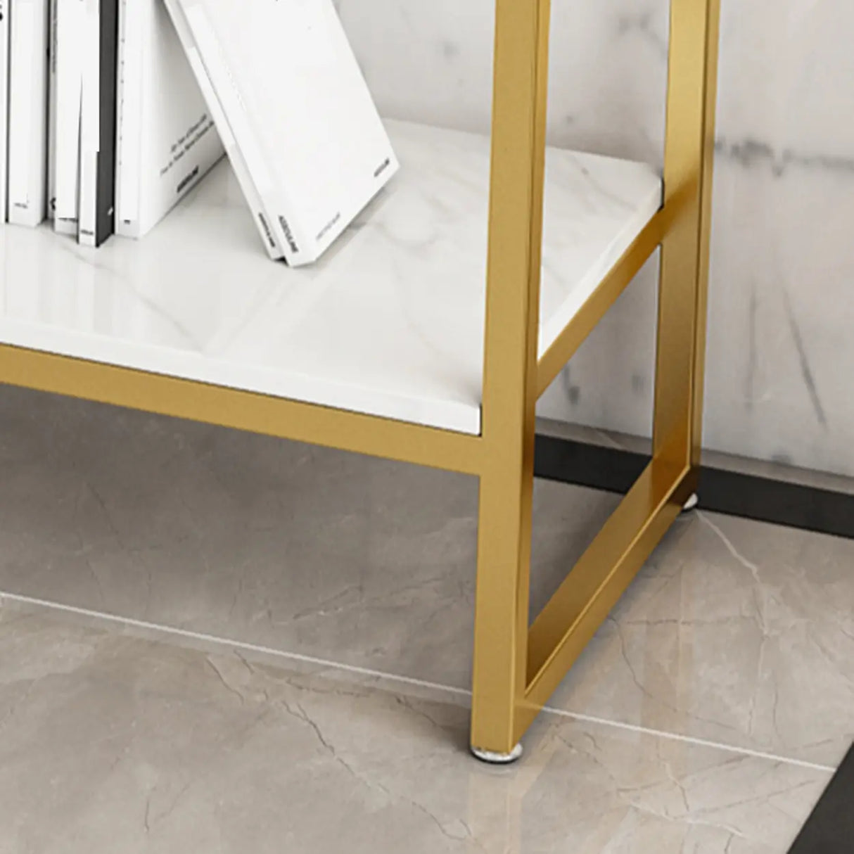 Rectangular Wood Metal White Storage Console Table Image - 11