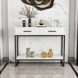 Rectangular Wood Metal White Storage Console Table Image - 4