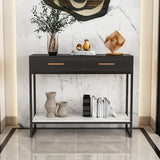 Rectangular Wood Metal White Storage Console Table Image - 6