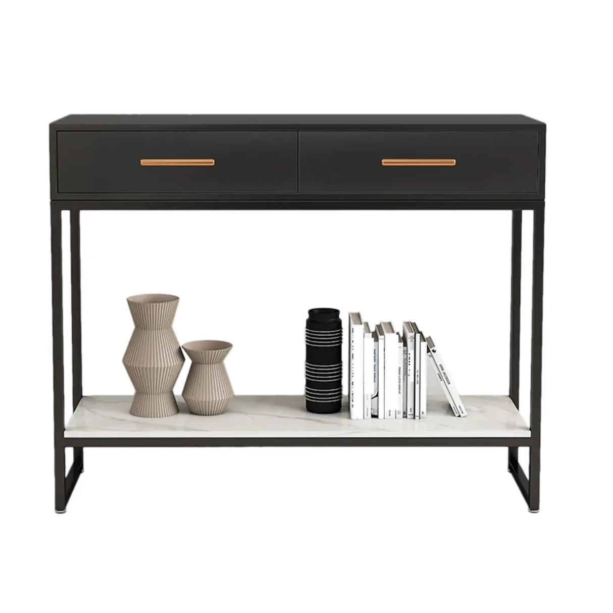 Rectangular Wood Metal White Storage Console Table Image - 7