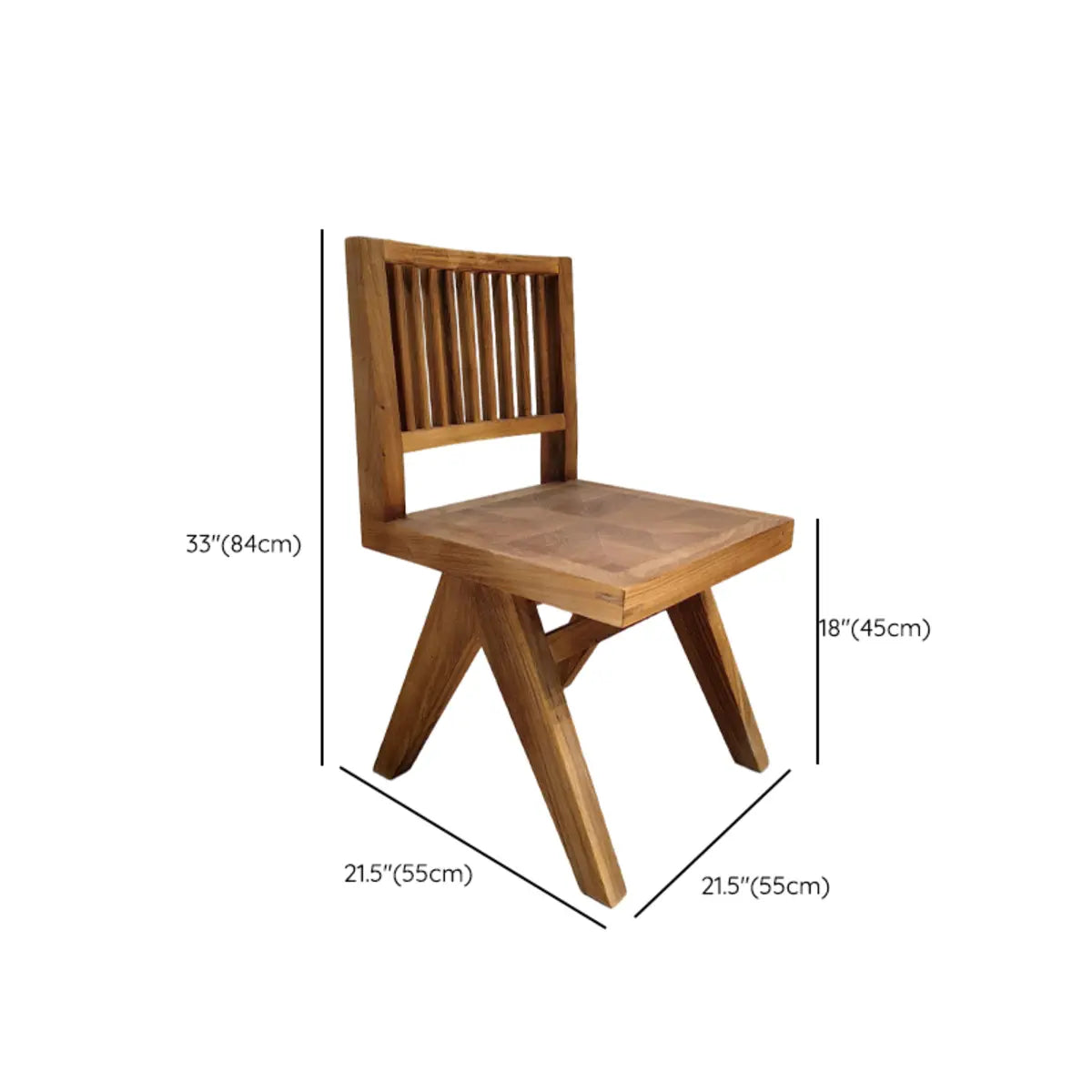 Rectangular Wood Slatted Armrest Dining Chair Brown Image - 10