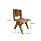 Rectangular Wood Slatted Armrest Dining Chair Brown Image - 10