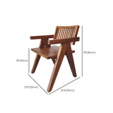 Rectangular Wood Slatted Armrest Dining Chair Brown #size