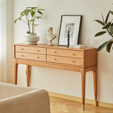 Rectangular Wood Storage Console Table with Drawers Image - 1