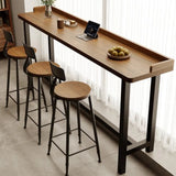 Rectangular Wooden Brown Bar Table Set with Storage Image - 1