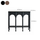 Rectangular Wooden Brown Console Table with Shelves #size