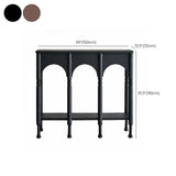 Rectangular Wooden Brown Console Table with Shelves #size