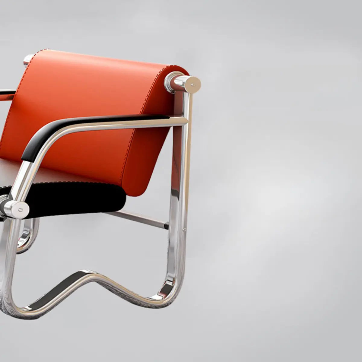 Red-Black Faux Leather Silver Frame Beam Seating Image - 11