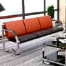 Red-Black Faux Leather Silver Frame Beam Seating Image - 2