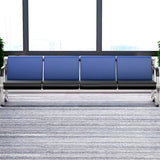 Red-Black Faux Leather Silver Frame Beam Seating Image - 24