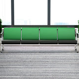 Red-Black Faux Leather Silver Frame Beam Seating Image - 27