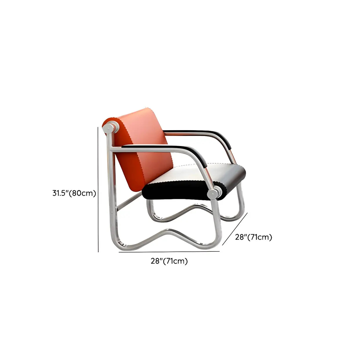 Red-Black Faux Leather Silver Frame Beam Seating 