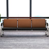Red-Black Faux Leather Silver Frame Beam Seating Image - 3