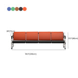Red-Black Faux Leather Silver Frame Beam Seating Image - 31