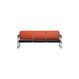 Red-Black Faux Leather Silver Frame Beam Seating Image - 9