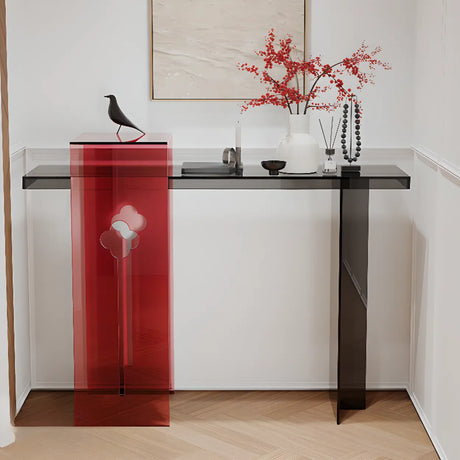 Red-Black Three Leg Rectangular Entry Console Table Image - 1