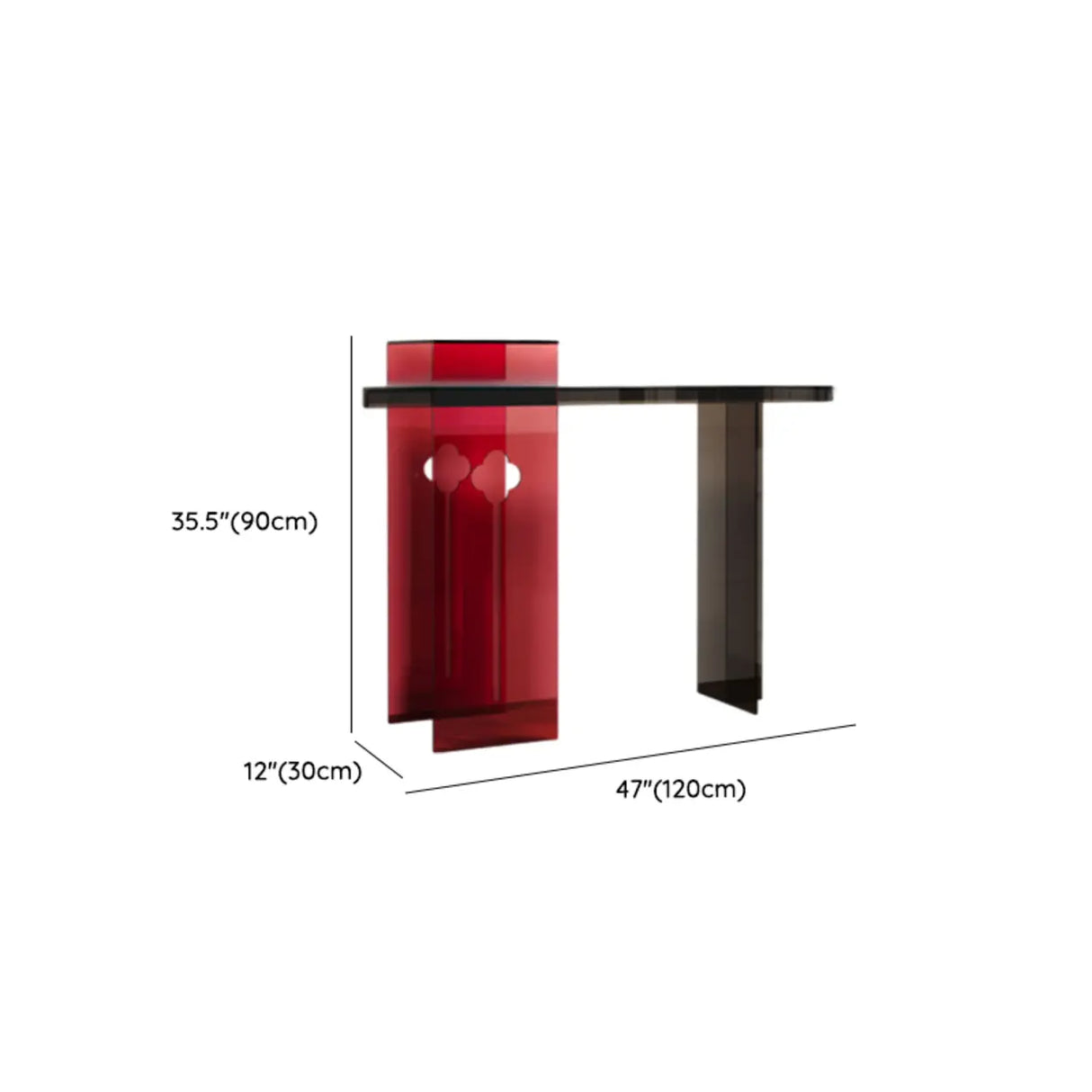 Red-Black Three Leg Rectangular Entry Console Table 