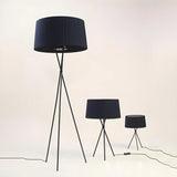 Red Cylinder Fabric Shade Modern Tripod Floor Lamp Image - 7