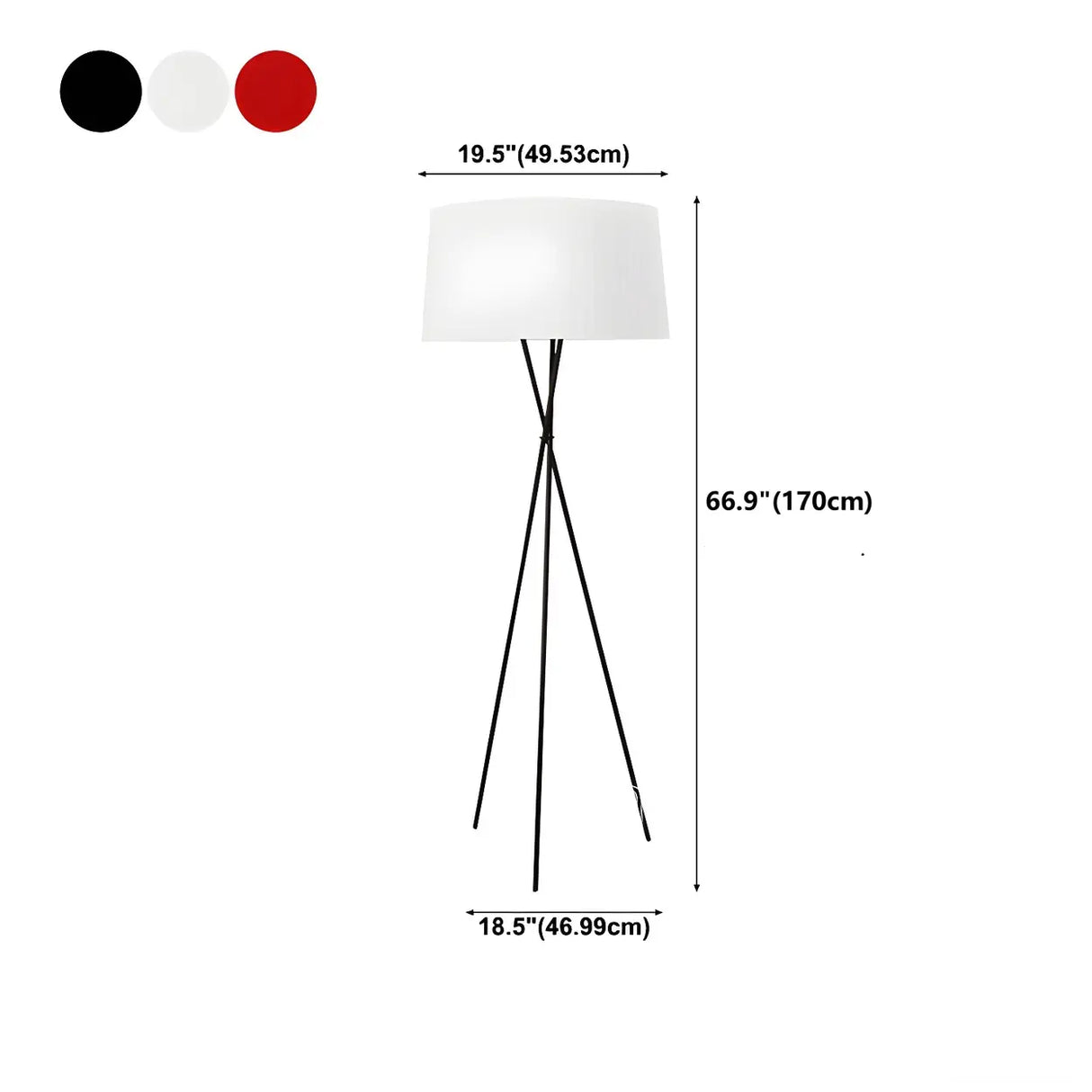 Red Cylinder Fabric Shade Modern Tripod Floor Lamp 