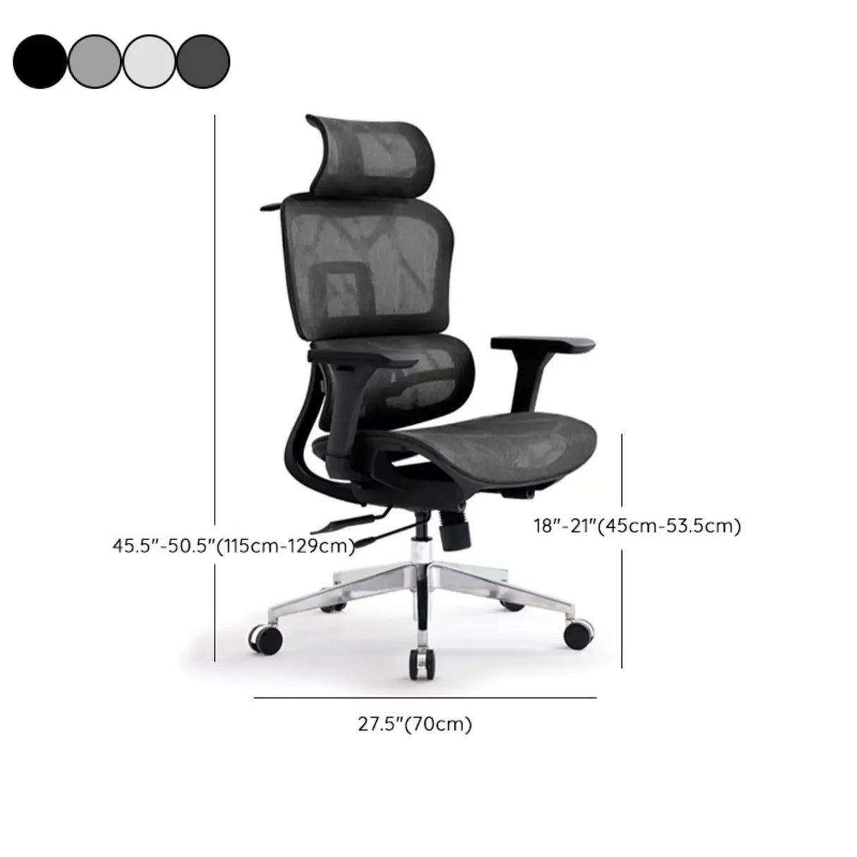 Red Ergonomic Mesh Adjustable Office Chair with Headrest Image - 17