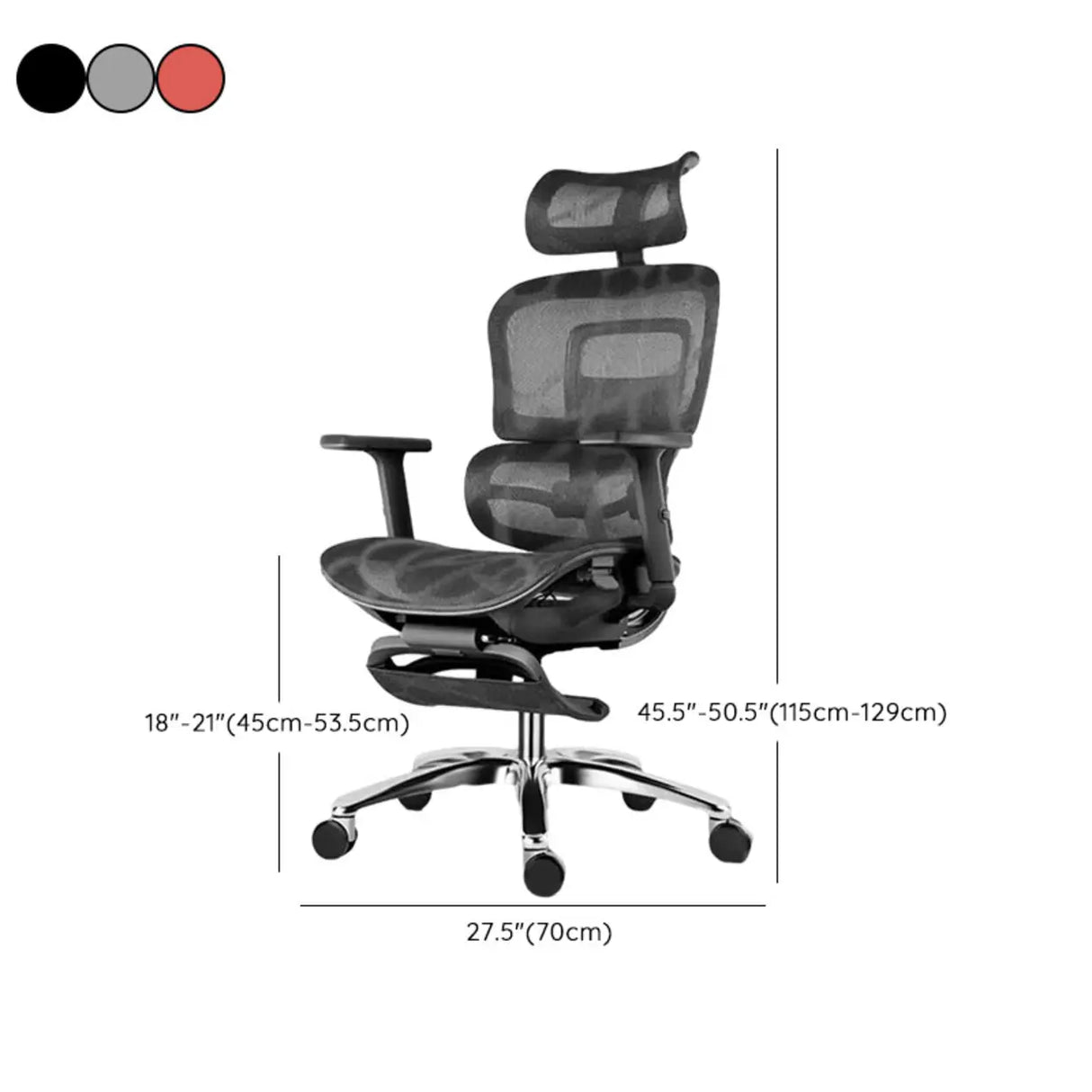 Red Ergonomic Mesh Adjustable Office Chair with Headrest Image - 18