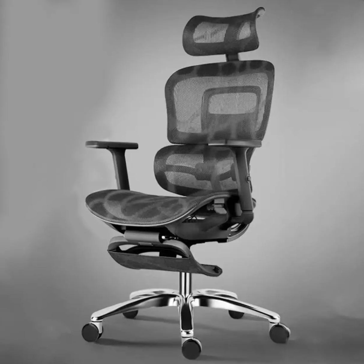 Red Ergonomic Mesh Adjustable Office Chair with Headrest Image - 5