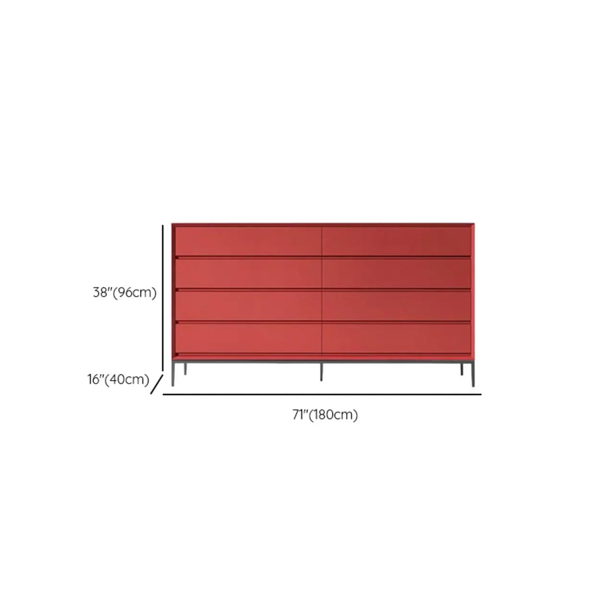 Red	Finish Wooden Horizontal Dresser for Drawers Image - 26