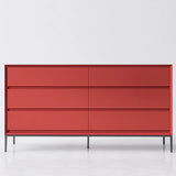 Red	Finish Wooden Horizontal Dresser for Drawers Image - 7