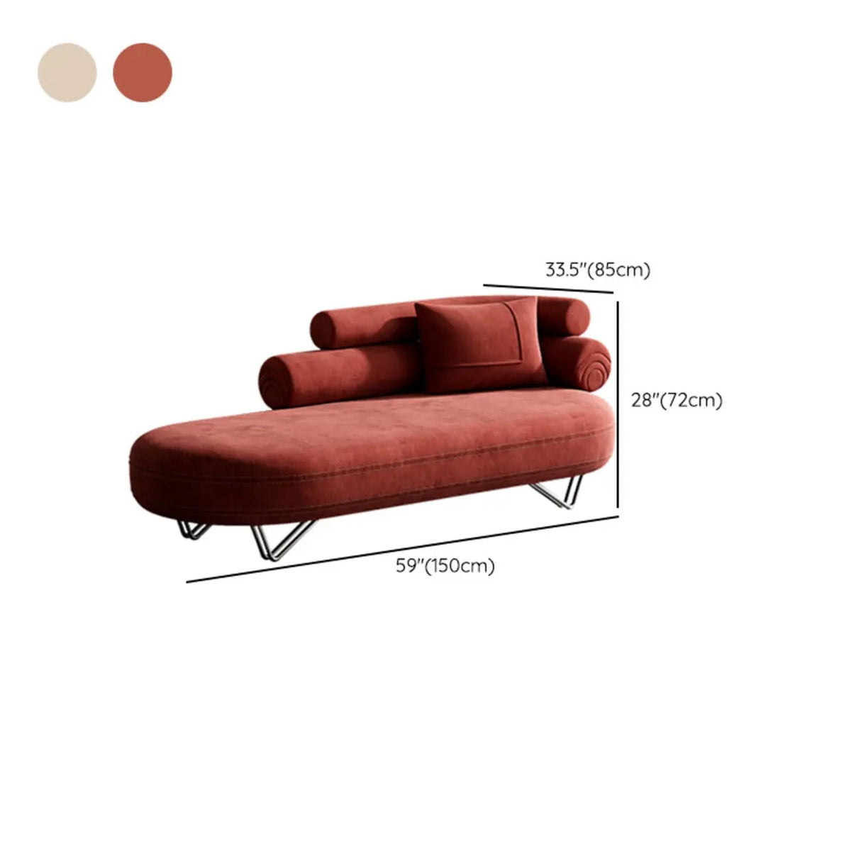 Red Flannel Wooden Frame Tufted Right-Arm Chaise 